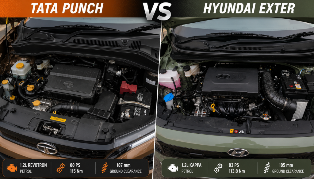 Tata Punch vs Hyundai Exter enigne